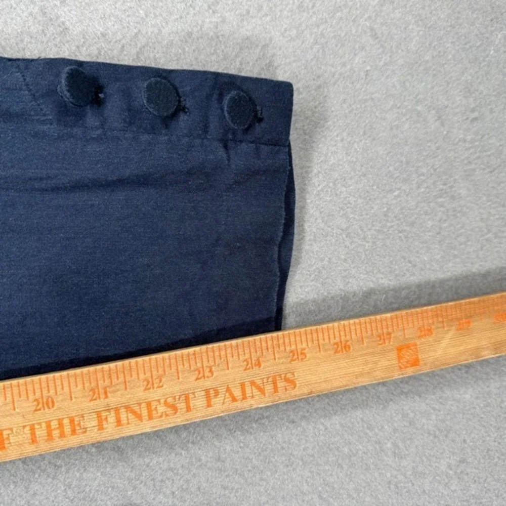 J Jill Pants Women Size M Navy Linen Stretch Button Ankle Capri Coastal Side Zip - Picture 7 of 12
